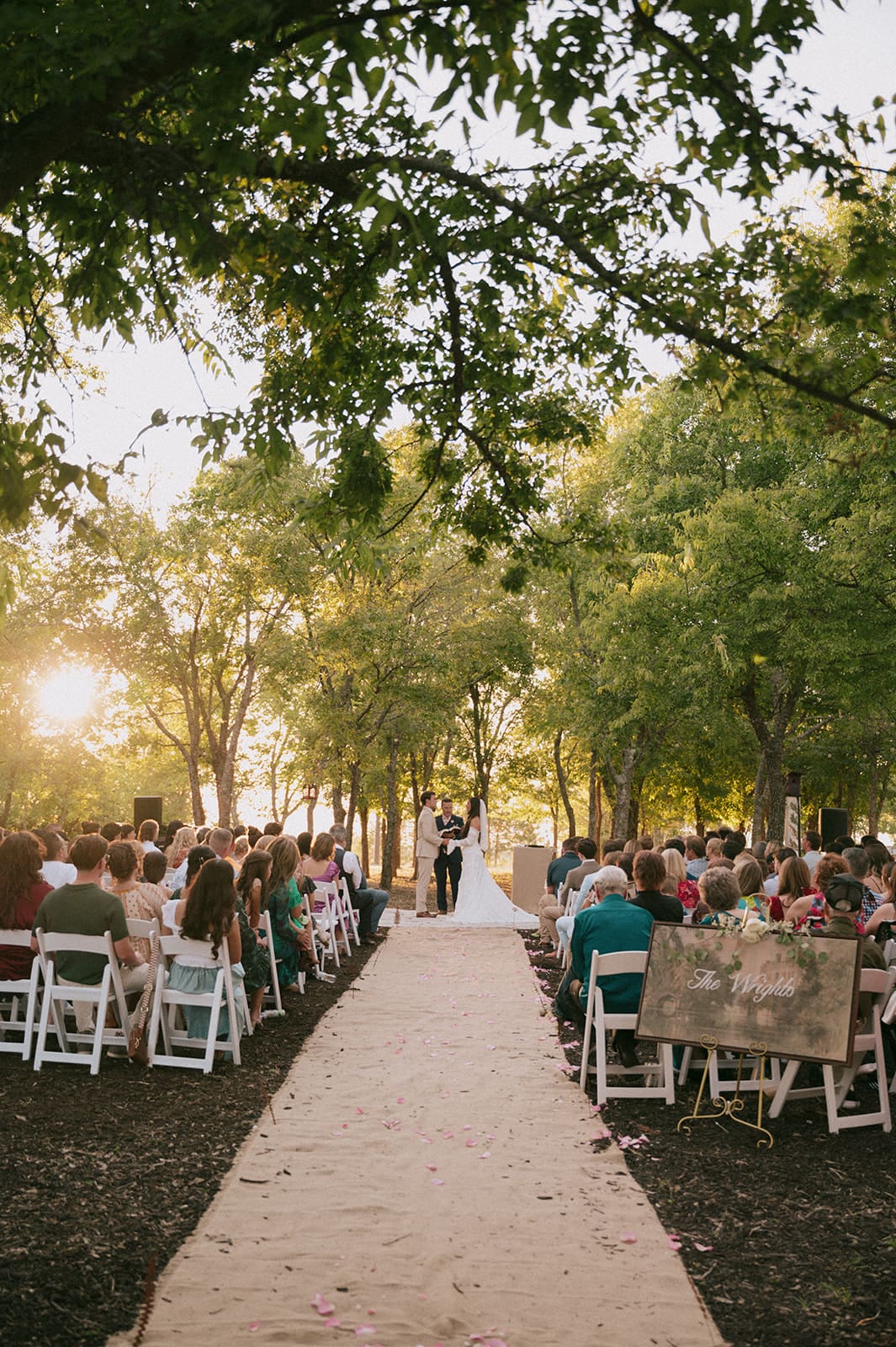 An outdoor wedding ceremony for a backyard wedding in Texas
