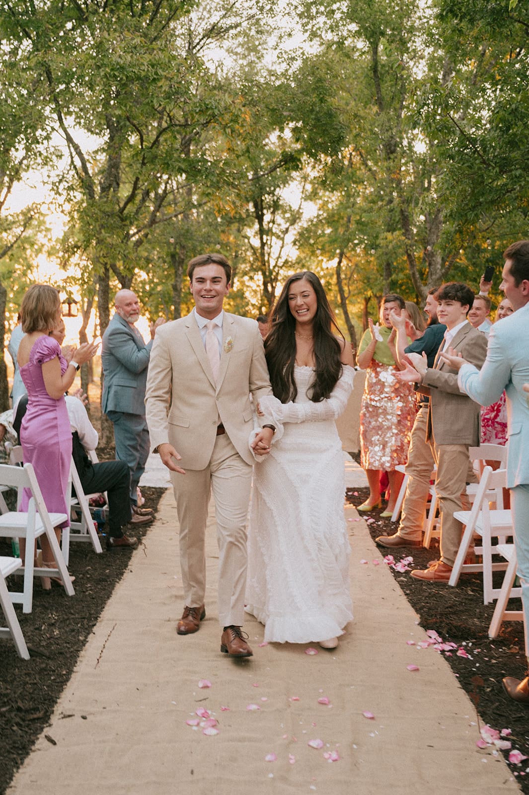 An outdoor wedding ceremony for a backyard wedding in Texas