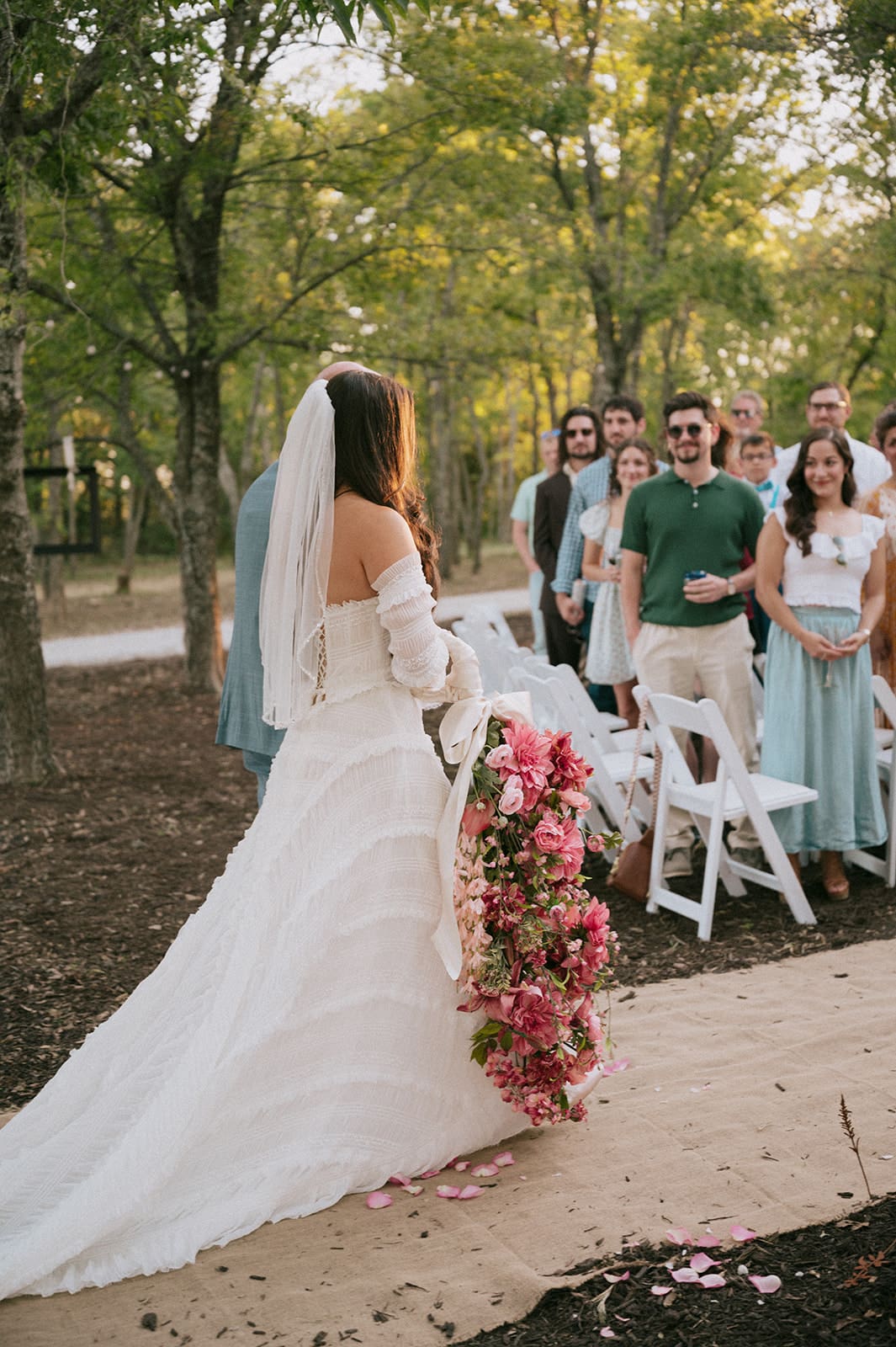 An outdoor wedding ceremony for a backyard wedding in Texas