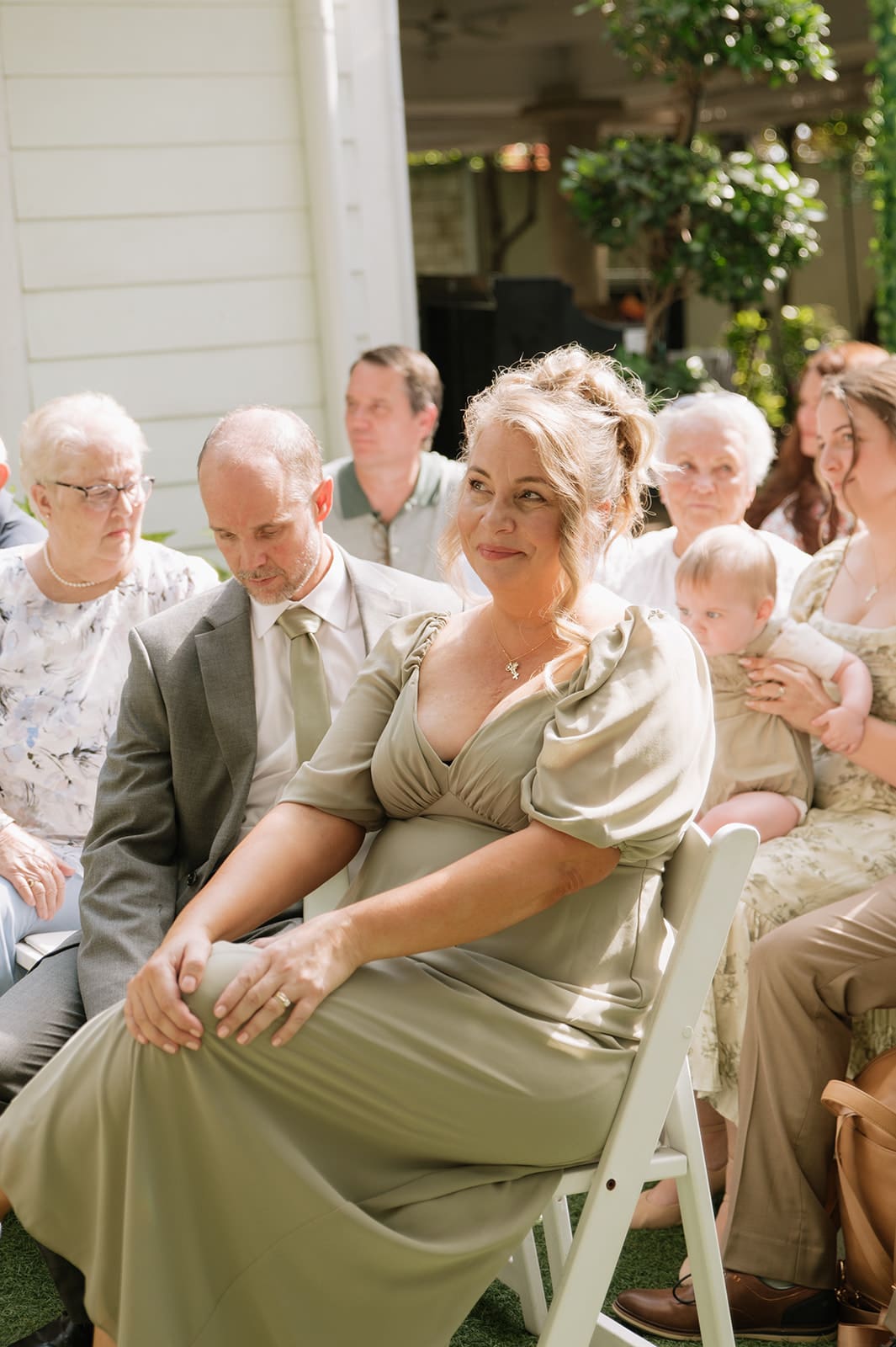 an outdoor wedding ceremony at Magnolia Terrace in Frisco, Tx