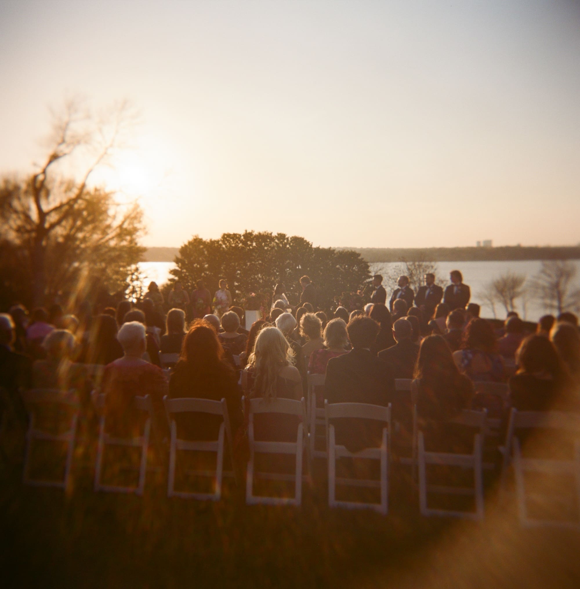 documentary style wedding photography on film for a dallas arboretum wedding outdoors