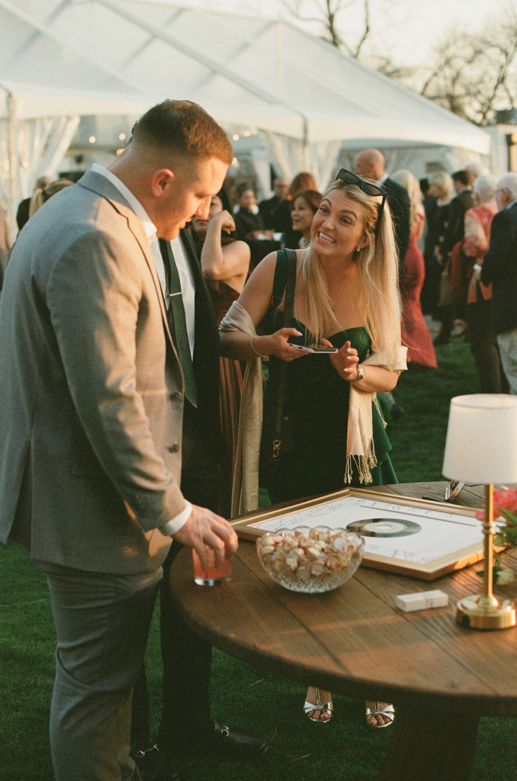 documentary style wedding photography on film for a dallas arboretum wedding outdoors
