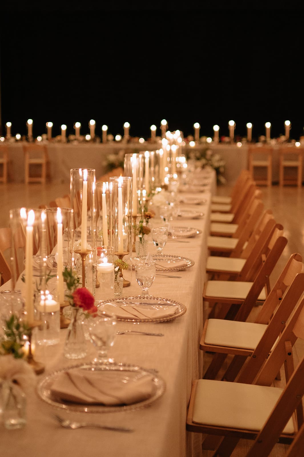 Candlelit reception table inspiration for small wedding venues in Colorado